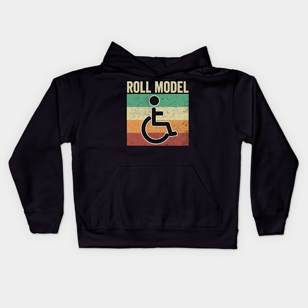 Roll Model Funny Wheelchair Kids Hoodie by Visual Vibes